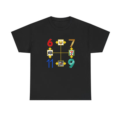 Retro Convenience Store Icons Tee | 6 7 9 11 Number Grid Graphic
