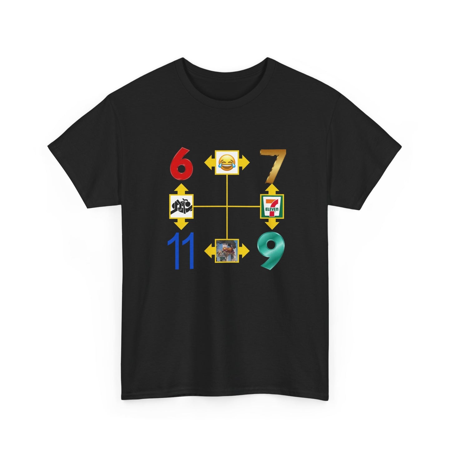 Retro Convenience Store Icons Tee | 6 7 9 11 Number Grid Graphic